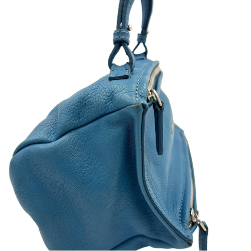 Pandora Crossbody Bag Mini Blue in Calfskin , Silver Hardware