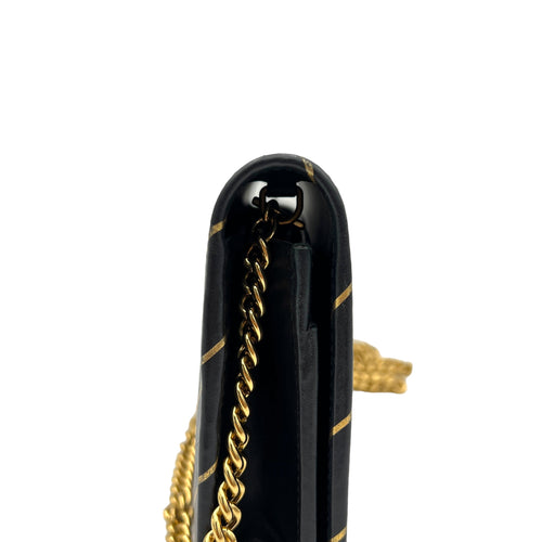 GG Black Wallet On Chain in Calfskin, Gold hardware