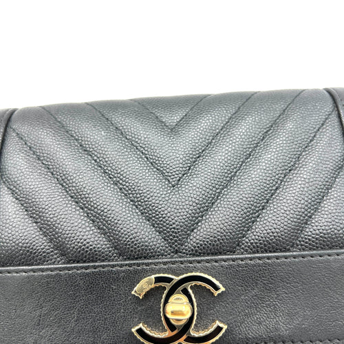 Mademoiselle Black Wallet in Caviar Leather, Gold hardware