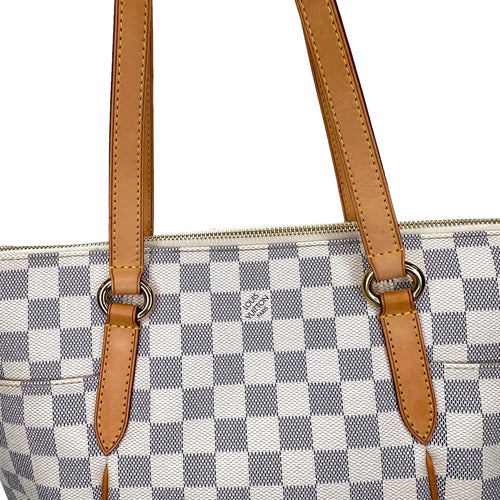 Totally PM Damier Azur Shoulder Bag in Coated Canvas, Gold hardware