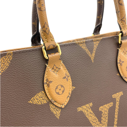 OnTheGo MM Brown Tote Bag in Monogram Coated Canvas, Gold hardware