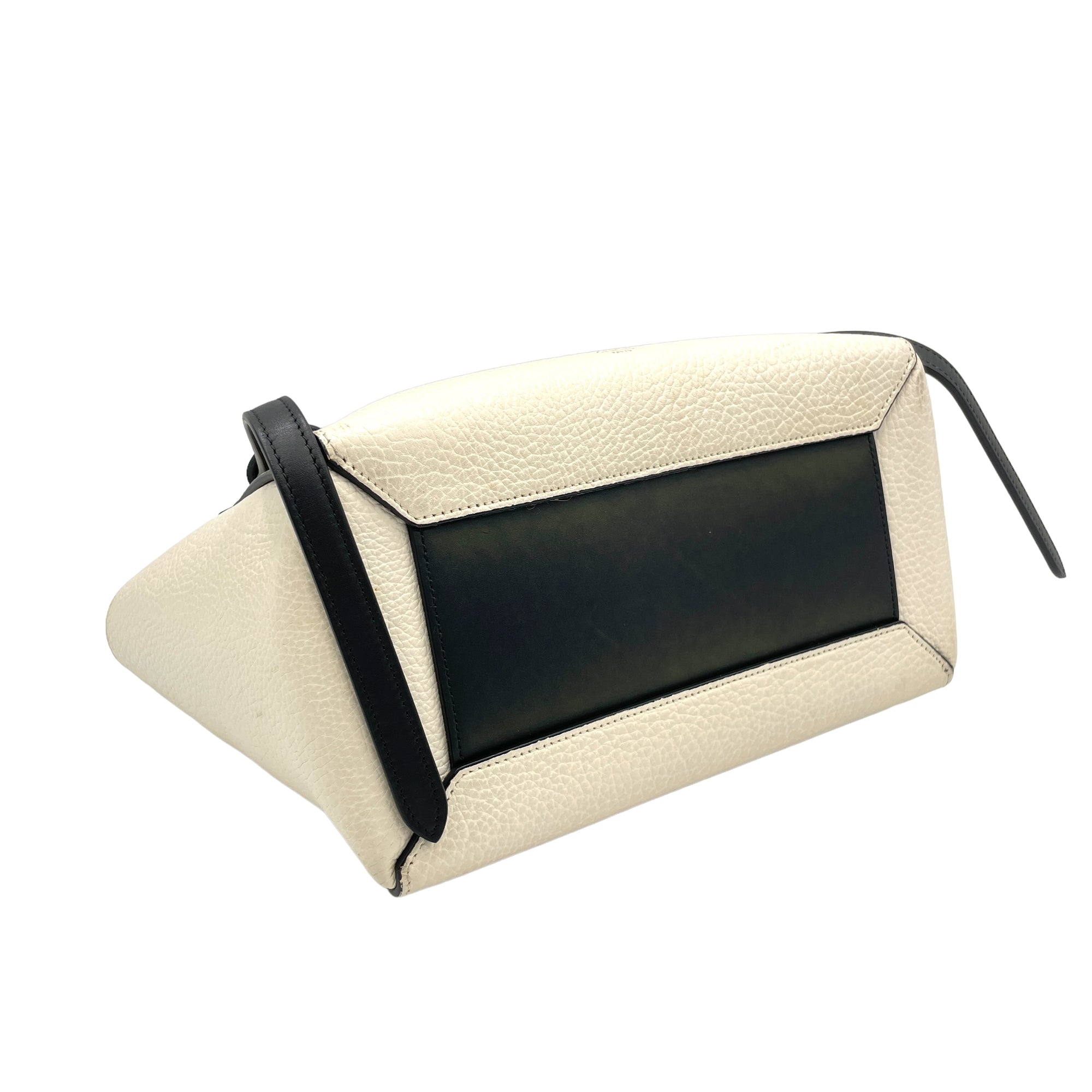 Belt Top Handle Bag Mini White in Calfskin, Gold hardware