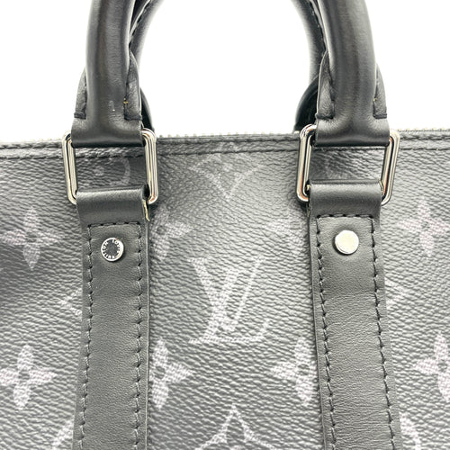 Keepall XS Grey Top Handle Bag in Monogram Coated Canvas, Silver hardware