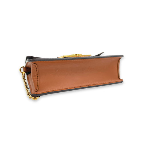 Dauphine Wallet On Chain Brown in Monogram Coated Canvas, Gold hardware