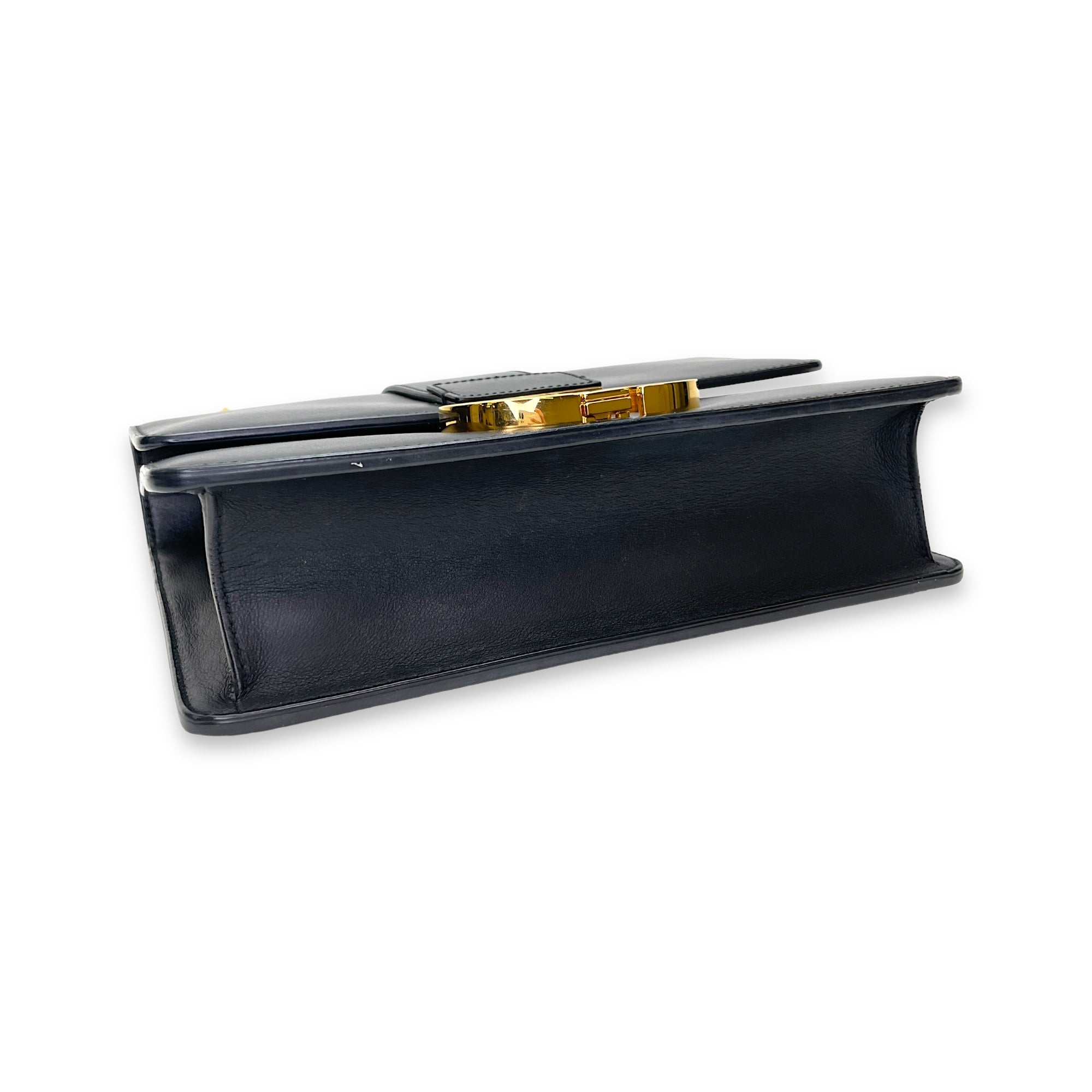 30 Montaigne Medium Black Crossbody Bag in Calfskin, Gold hardware