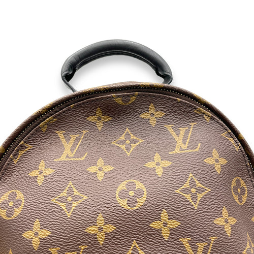 Palm Springs PM Brown Backpack in Monogram Coated Canvas, Gold hardware