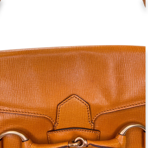 Horsebit Orange Shoulder Bag in Calfskin, Rose Gold hardware