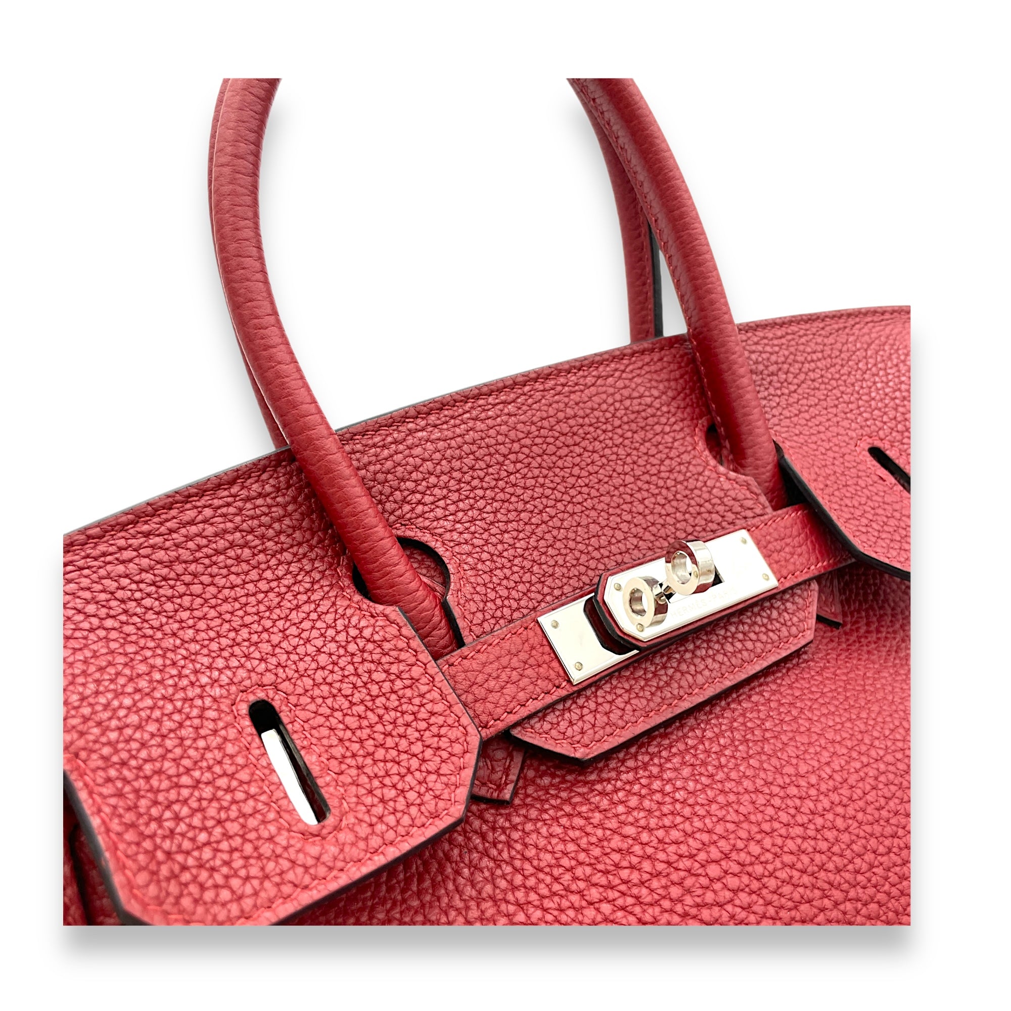 Birkin 30 Red in Clemence, Palladium hardware