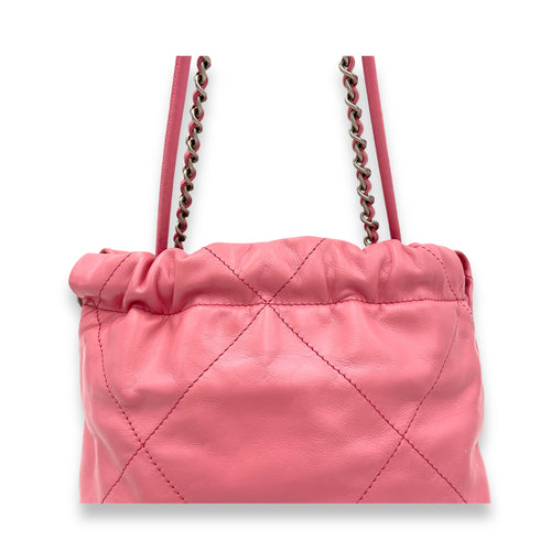 C22 Crossbody Bag Mini Pink in Calfskin, Silver hardware