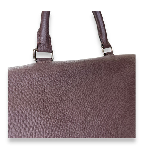 Volta Top Handle Bag Brown in Taurillon Leather, Silver hardware