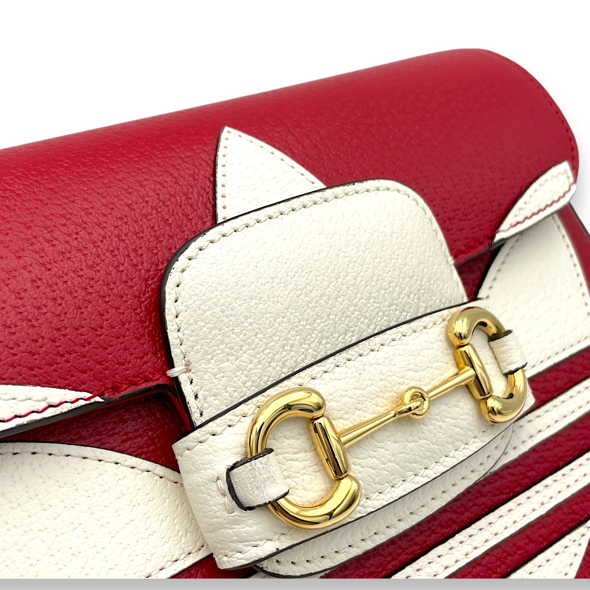 x Adidas Horsebit 1955 Crossbody Bag Red in Calfskin, Gold hardware