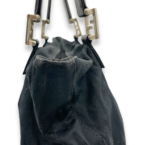 Twin Top Handle Bag Black in Canvas, Silver hardware