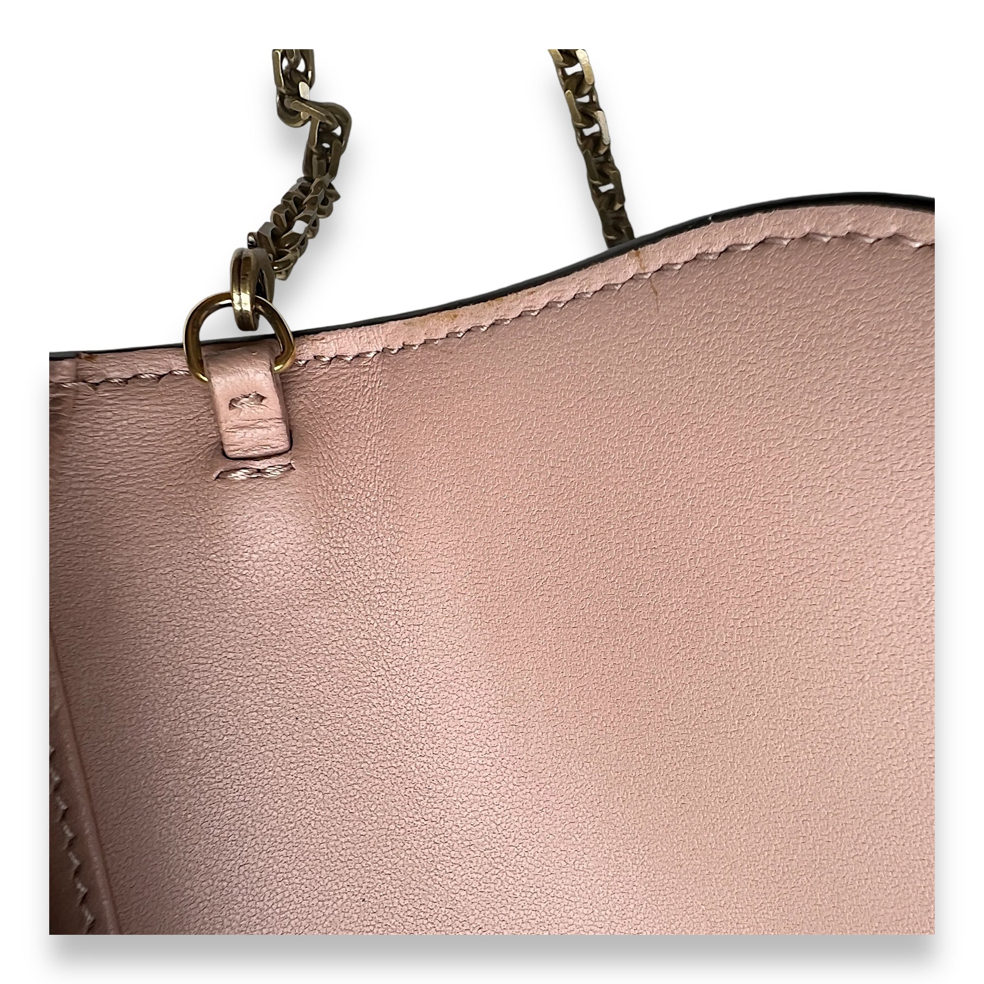 Saddle Beige Wallet On Chain in Calfskin, Gold hardware