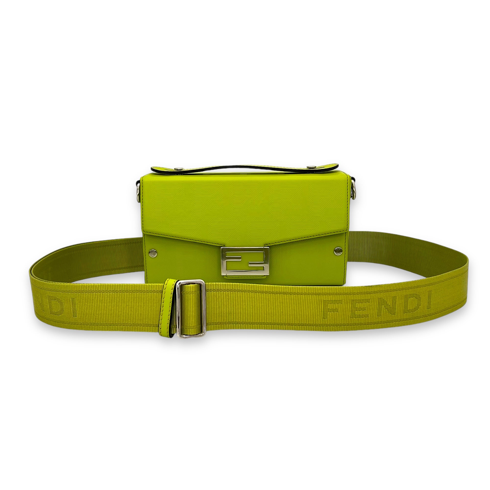 Baguette Crossbody Bag Green in Calfskin, Silver hardware