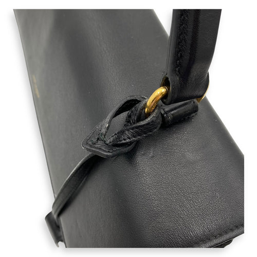 Moujik Top Handle Bag Black in Suede Leather, Gold hardware