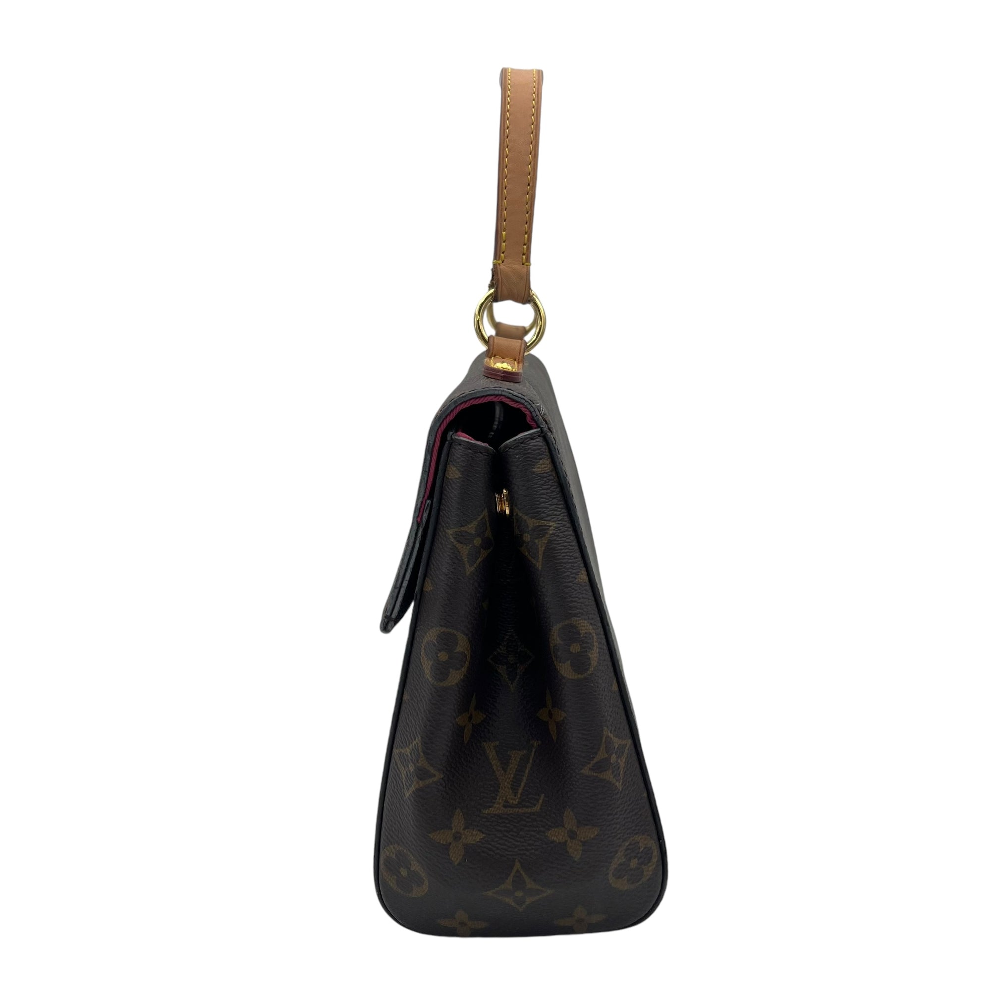 Cluny Top Handle Bag Brown in Monogram Coated Canvas, Gold hardware