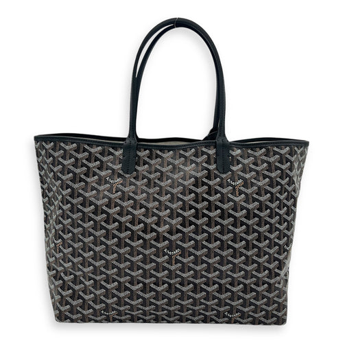 Saint Louis Tote Bag PM Black in Coated Canvas, Silver hardware