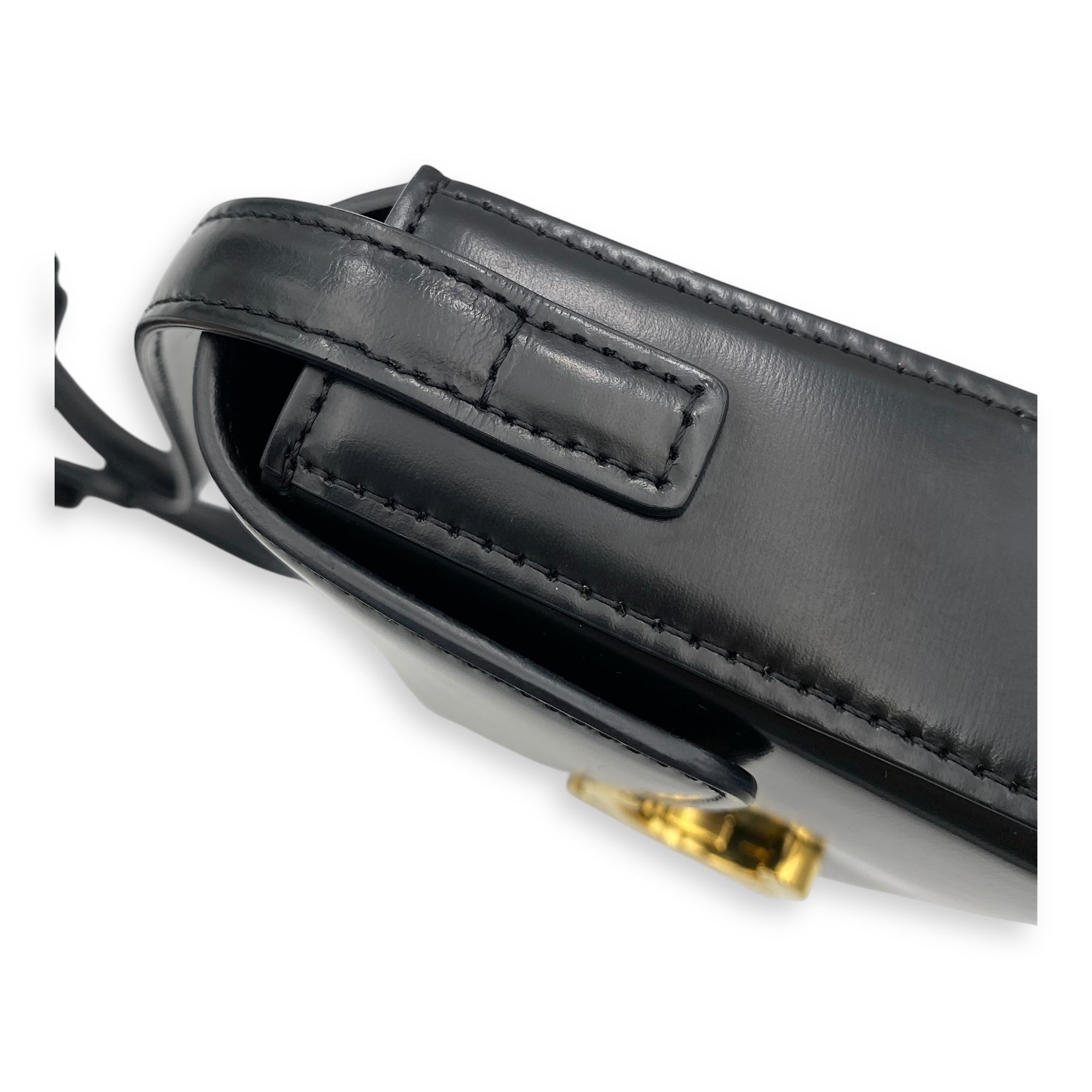 Triomphe Claude Black Shoulder Bag in Calfskin, Gold hardware