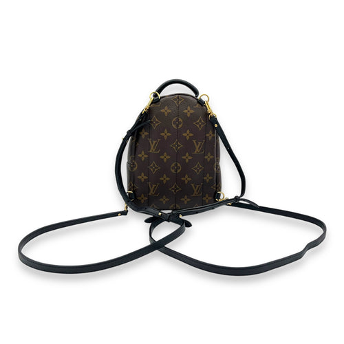 Palm Springs Backpack Brown in Monogram Coated Canvas, Gold hardware