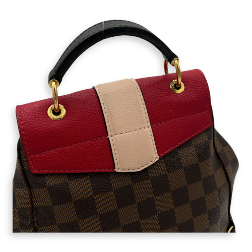 Clapton Backpack Damier Ebene in Coated Canvas, Gold hardware