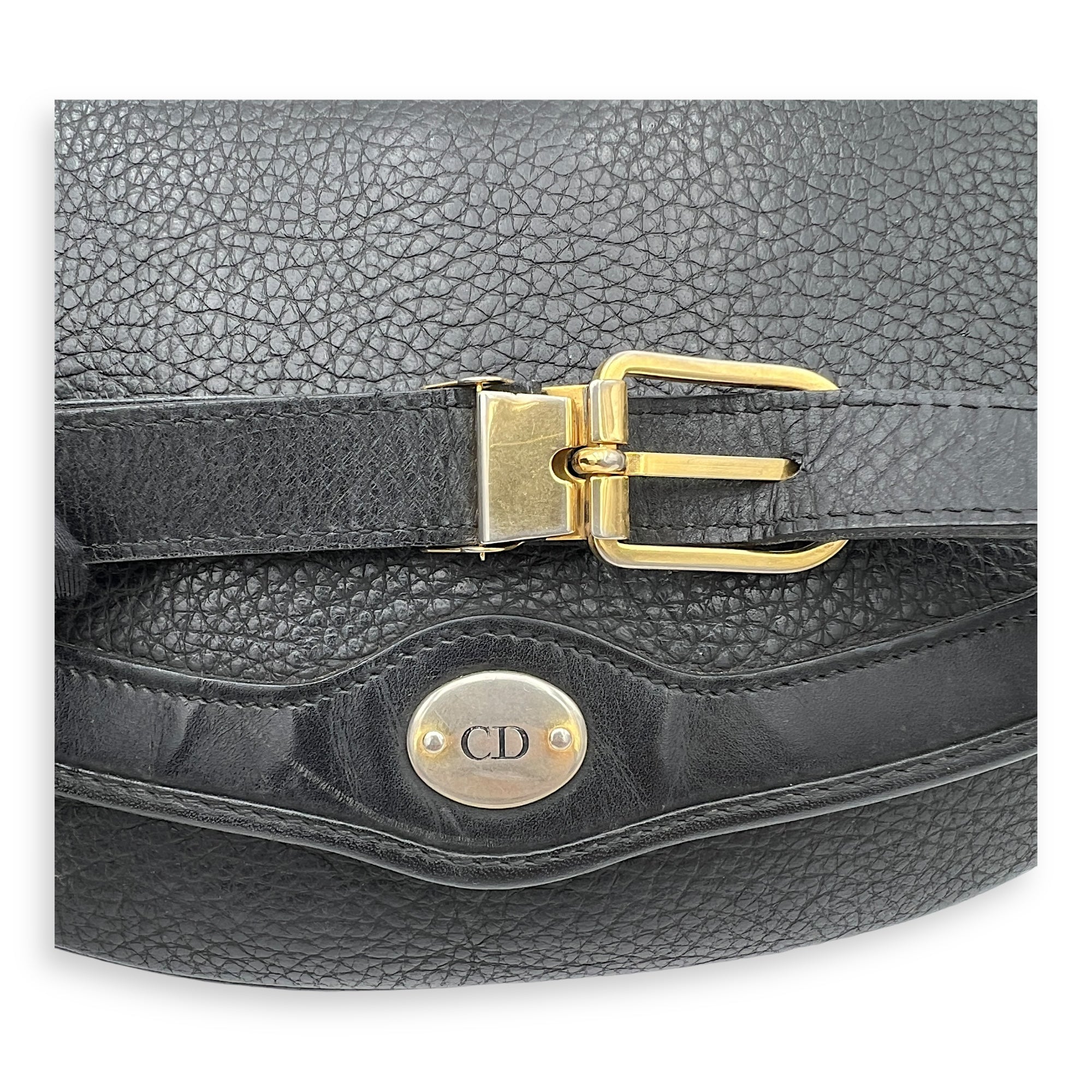 Christian Dior Vintage Crossbody Bag Black in Calfskin, Gold hardware_18