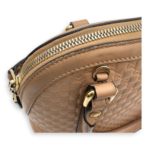 Gucci Dome Top Handle Bag Beige in Calfskin, Gold hardware_18