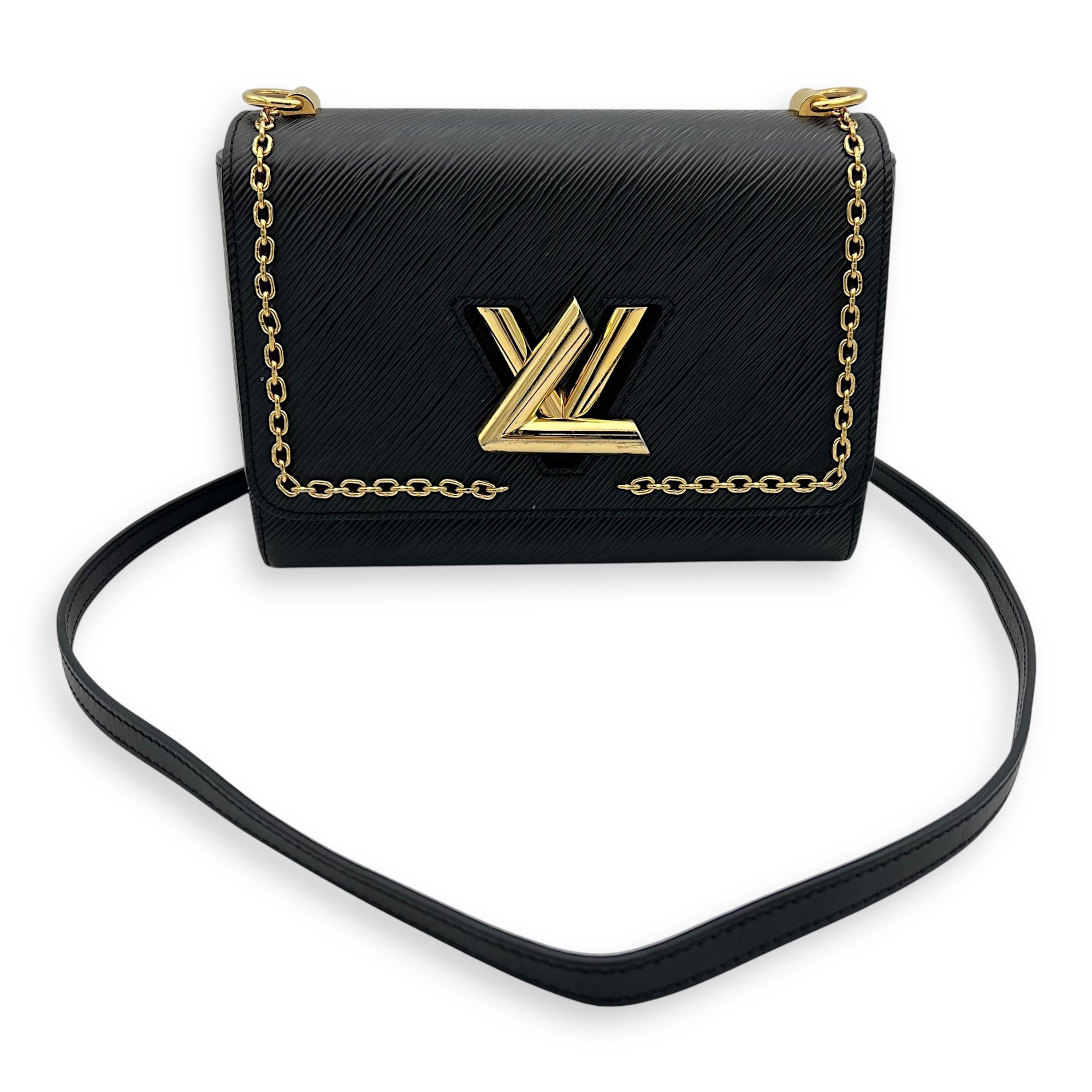 Louis Vuitton Twist Crossbody Bag MM Black in Epi Leather, Gold hardware_10