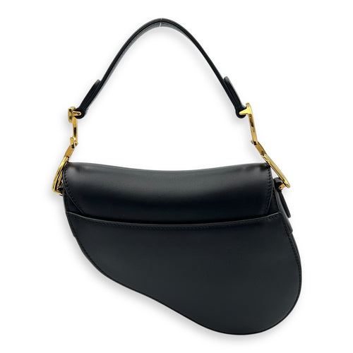 Christian Dior Saddle Mini Black Shoulder Bag in Calfskin, Gold hardware_2