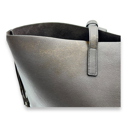 Saint Laurent East West Shopping Fringe Tote Bag Grey in Calfskin, Silver hardware_10