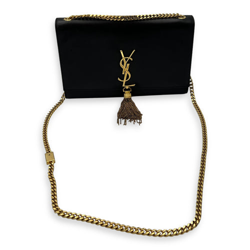 Saint Laurent Kate Crossbody Bag Black in Calfskin, Gold hardware_18