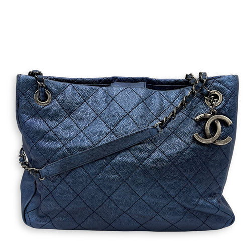 Chanel Others Tote Bag Blue in Caviar Leather, Ruthenium hardware_16