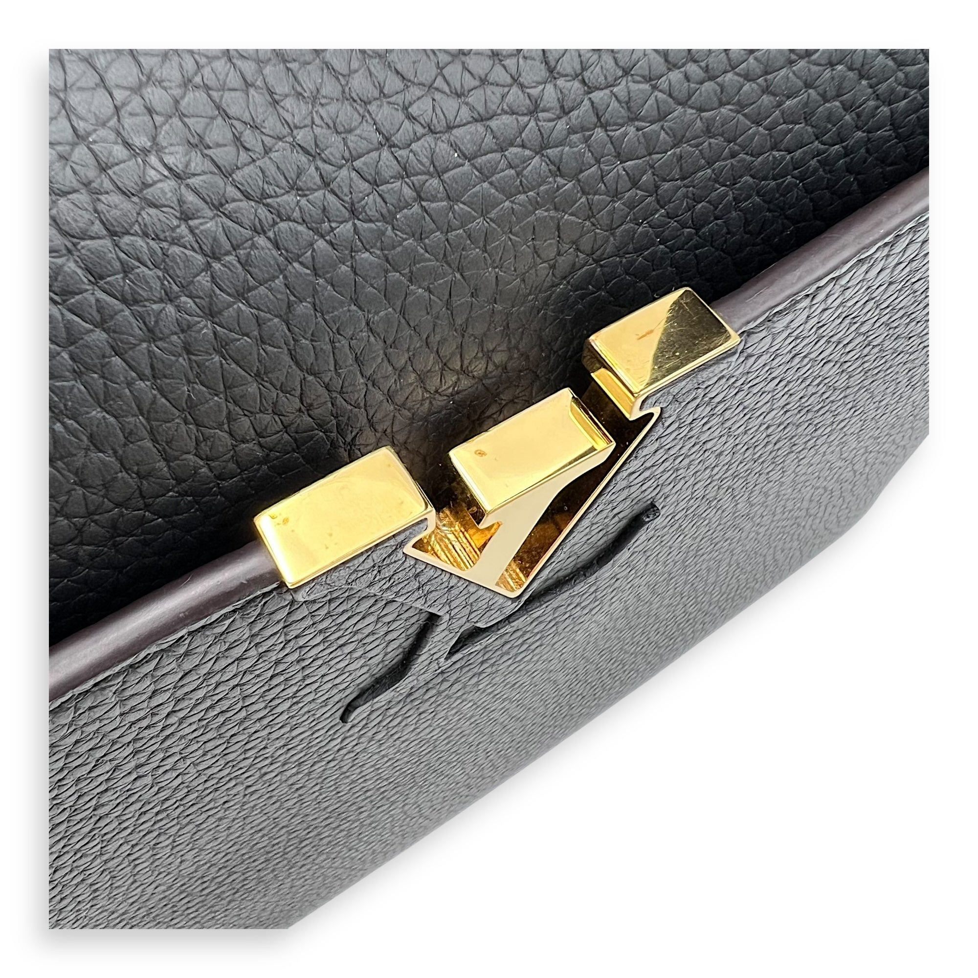 Louis Vuitton Capucines Top Handle Bag MM Black in Taurillon Leather, Gold hardware_8