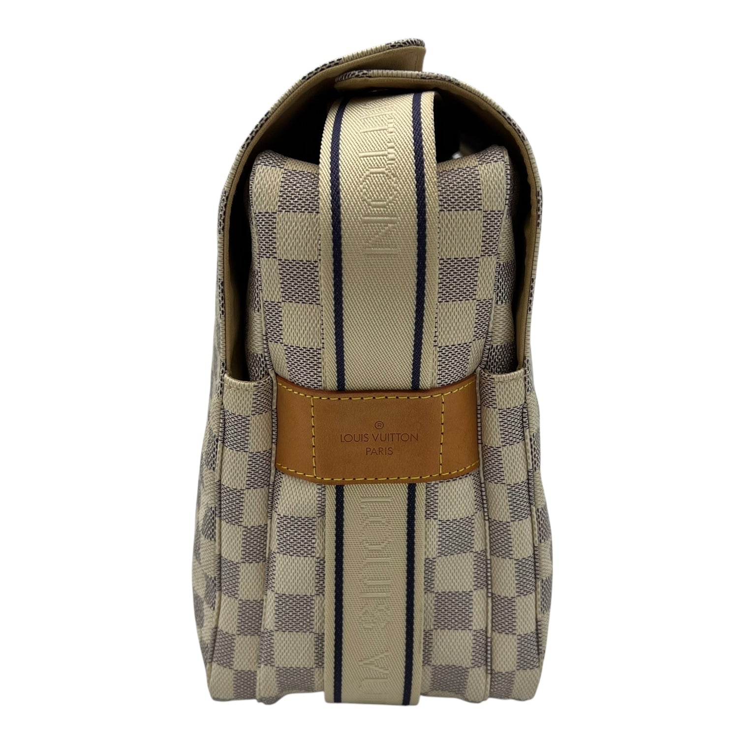 Louis Vuitton Naviglio Crossbody Bag Damier Azur in Coated Canvas, Enamel hardware_3