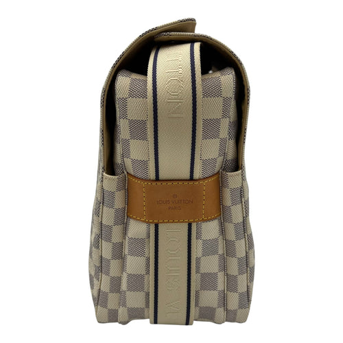 Louis Vuitton Naviglio Crossbody Bag Damier Azur in Coated Canvas, Enamel hardware_3