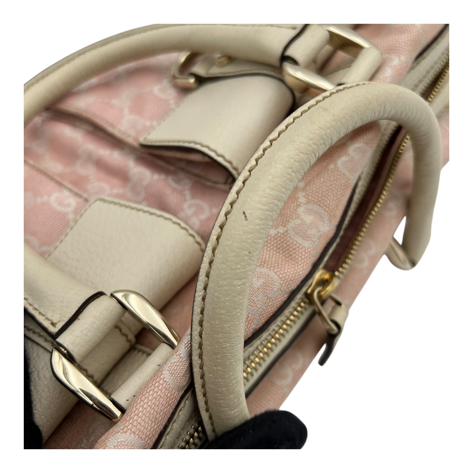 Gucci GG Top Handle Bag Pink in Canvas, Light Gold hardware_16