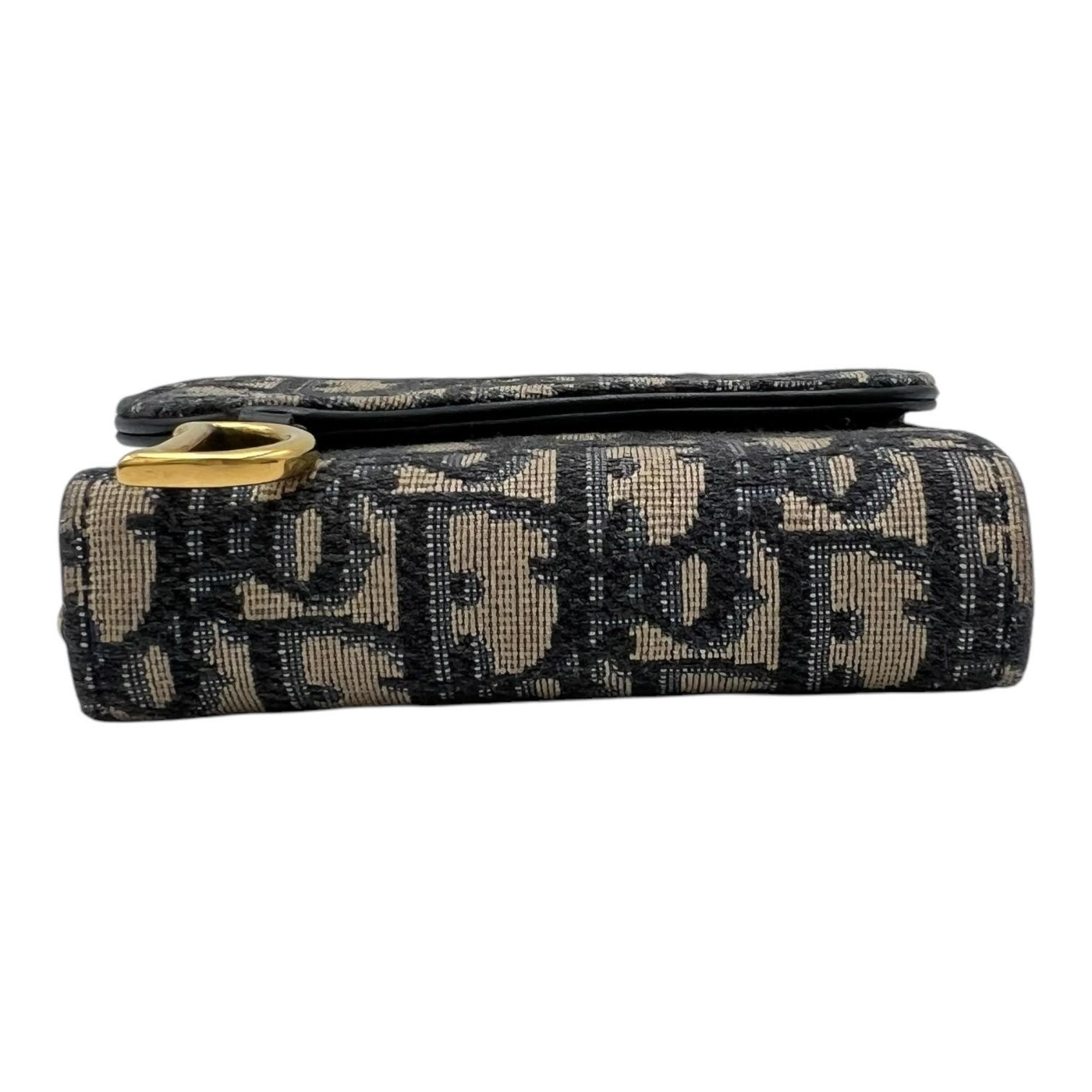 Christian Dior Saddle Wallet Blue in Jacquard, Gold hardware_5