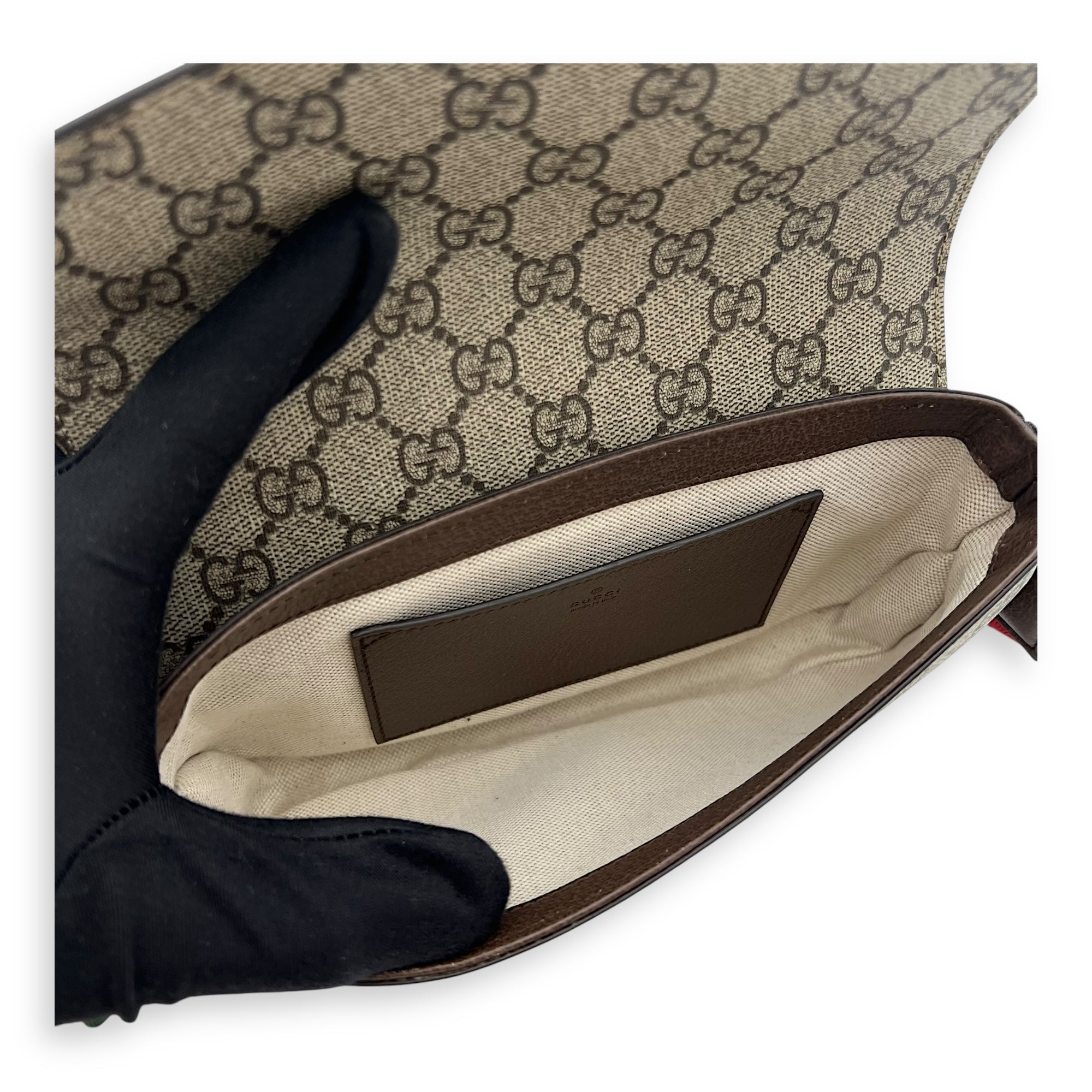 Gucci Ophidia Shoulder Bag Brown in Monogram Coated Canvas, Gold hardware_6