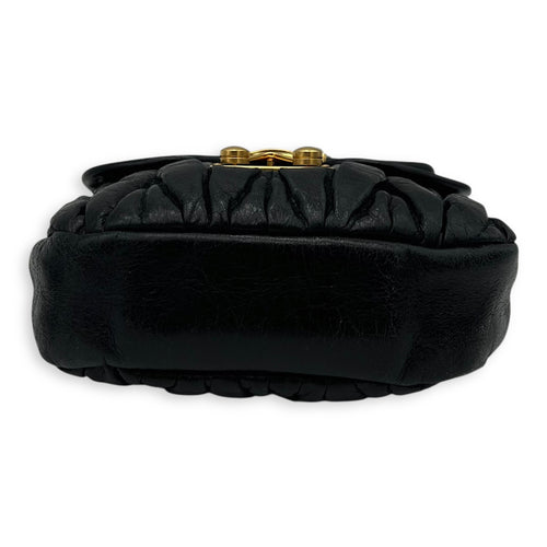 Miu Miu Coffer Crossbody Bag Black in Calfskin, Gold hardware_5