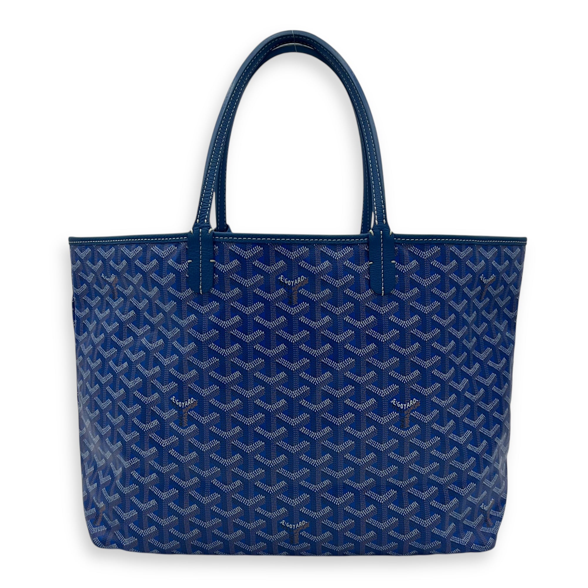 Goyard Saint Louis Tote Bag Blue in Coated Canvas, Silver hardware_2