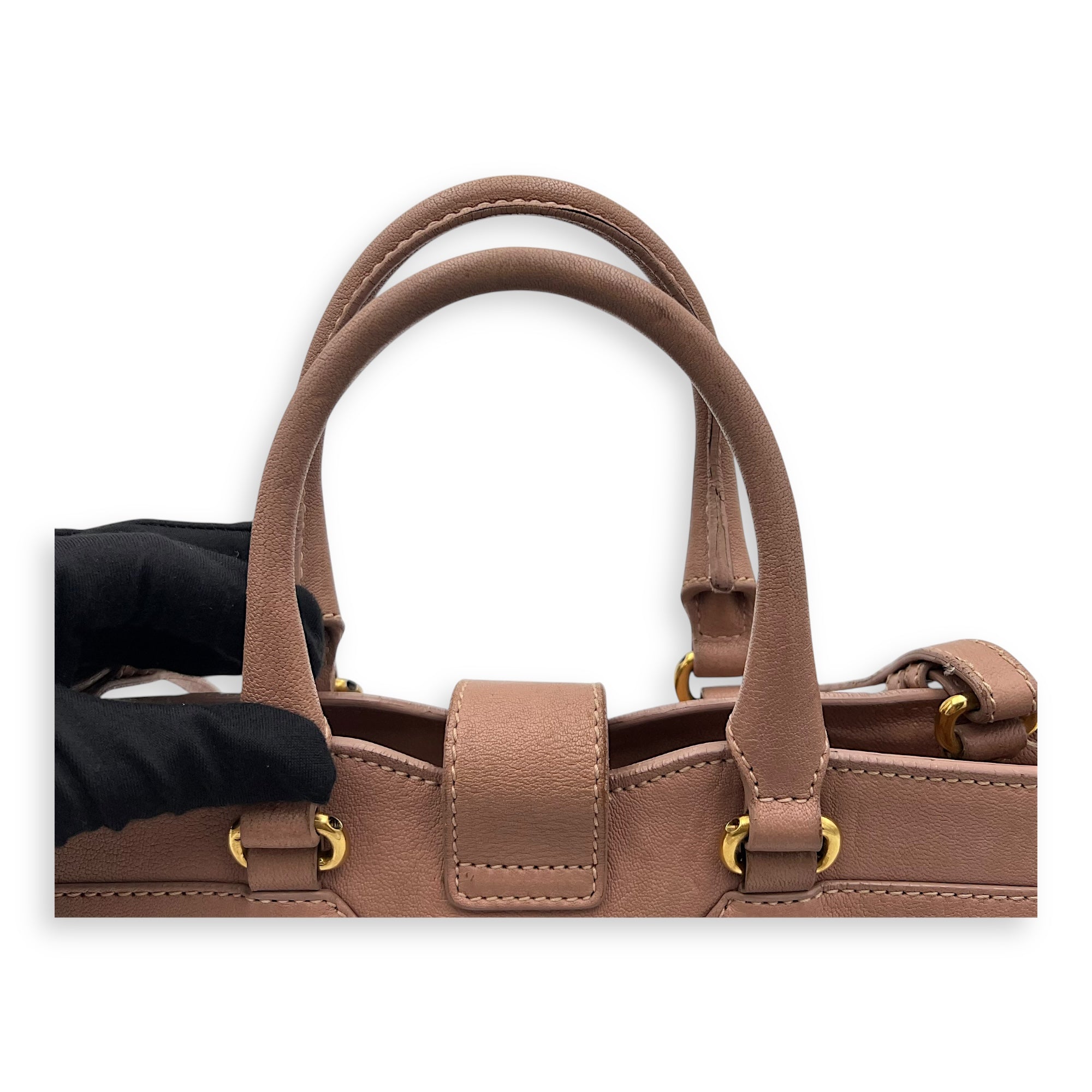 Saint Laurent Cabas Top Handle Bag Pink in Calfskin, Gold hardware_12