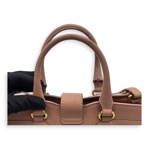 Saint Laurent Cabas Top Handle Bag Pink in Calfskin, Gold hardware_12