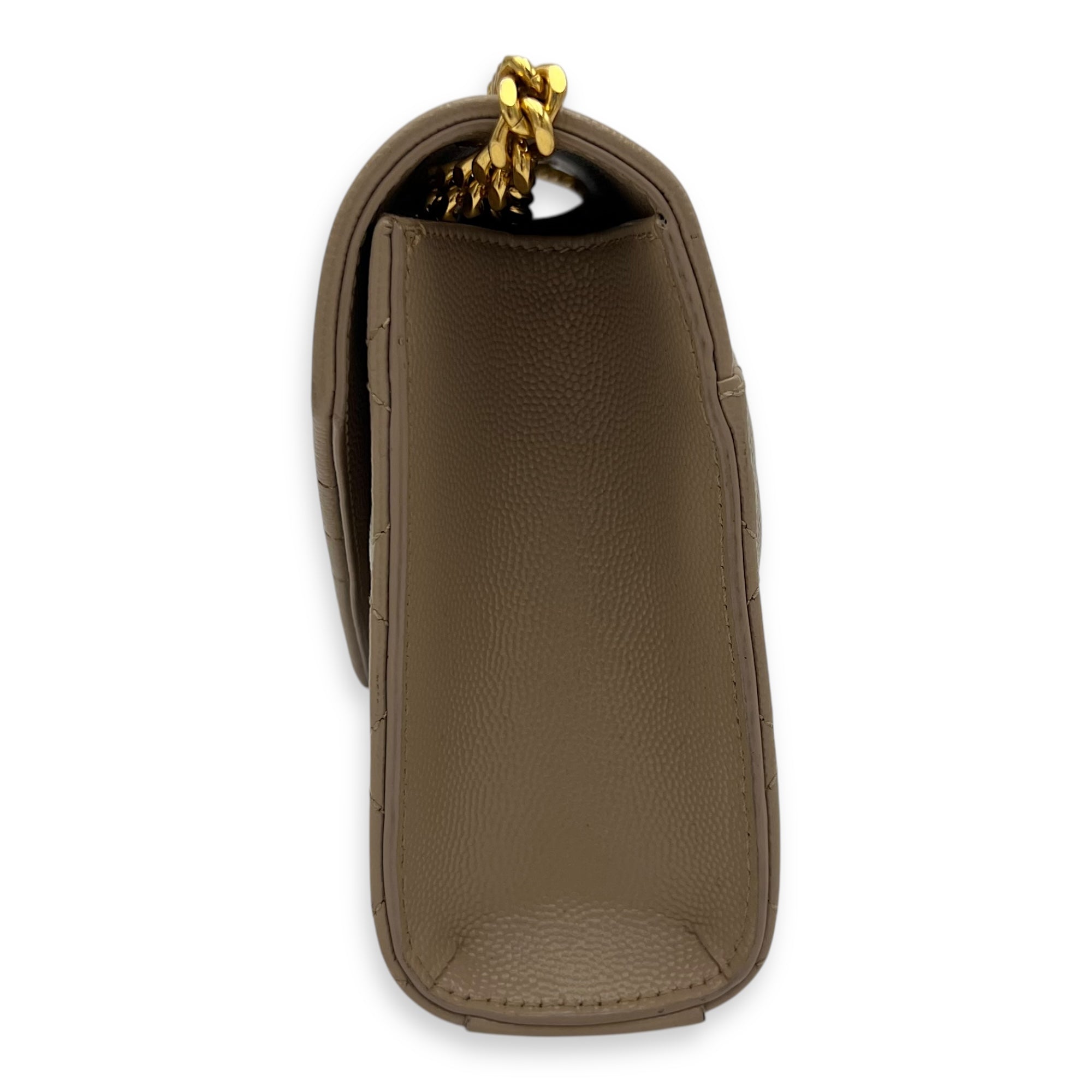 Saint Laurent Envelope Crossbody Bag Small Beige in Calfskin, Gold hardware_4