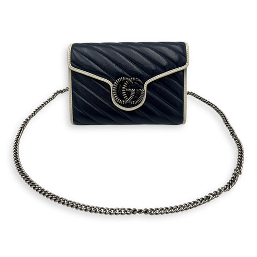 Gucci GG Marmont Wallet On Chain Blue in Calfskin, Ruthenium hardware_10