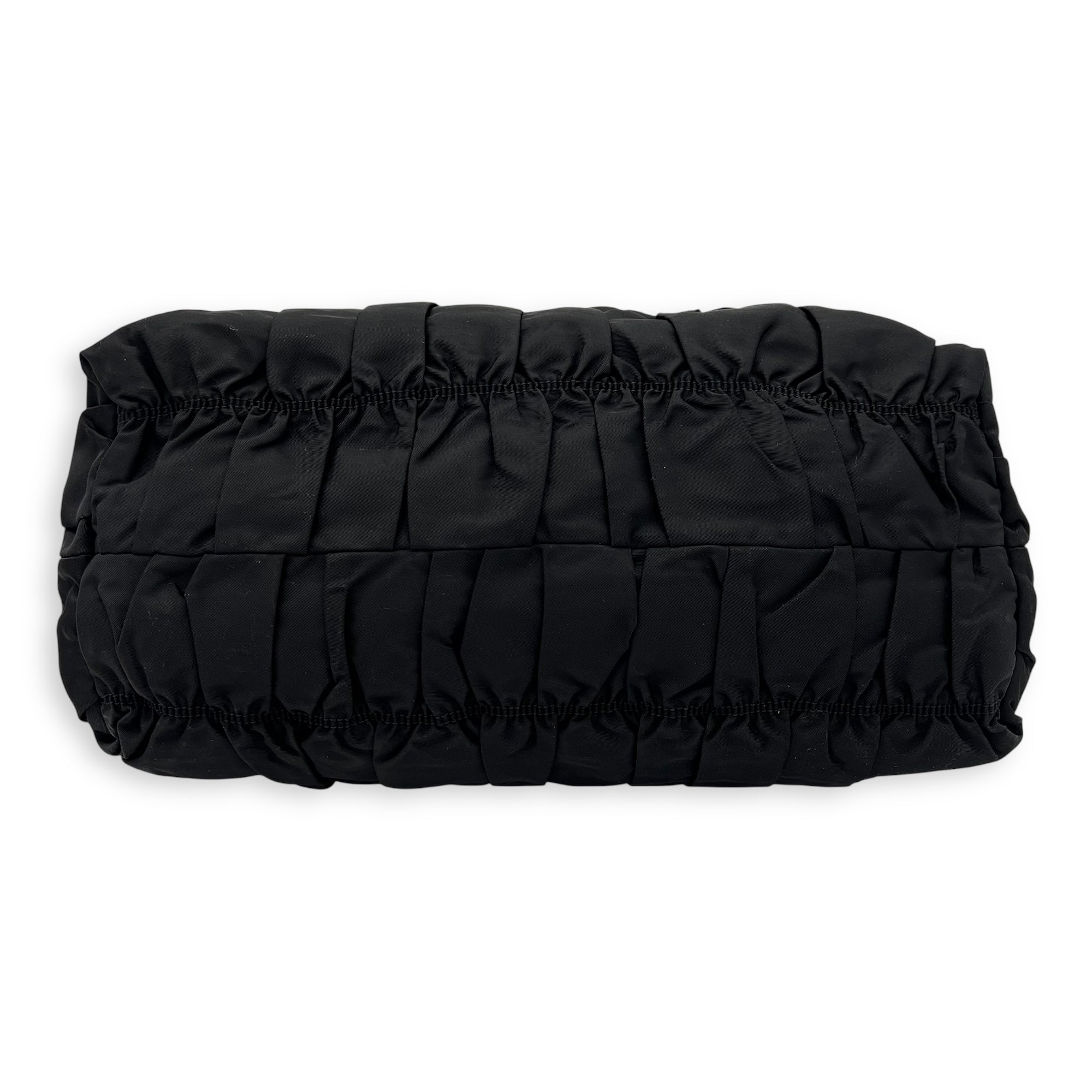 Prada Tessuto gaufre Top Handle Bag Medium Black in Nylon, Gold hardware_5