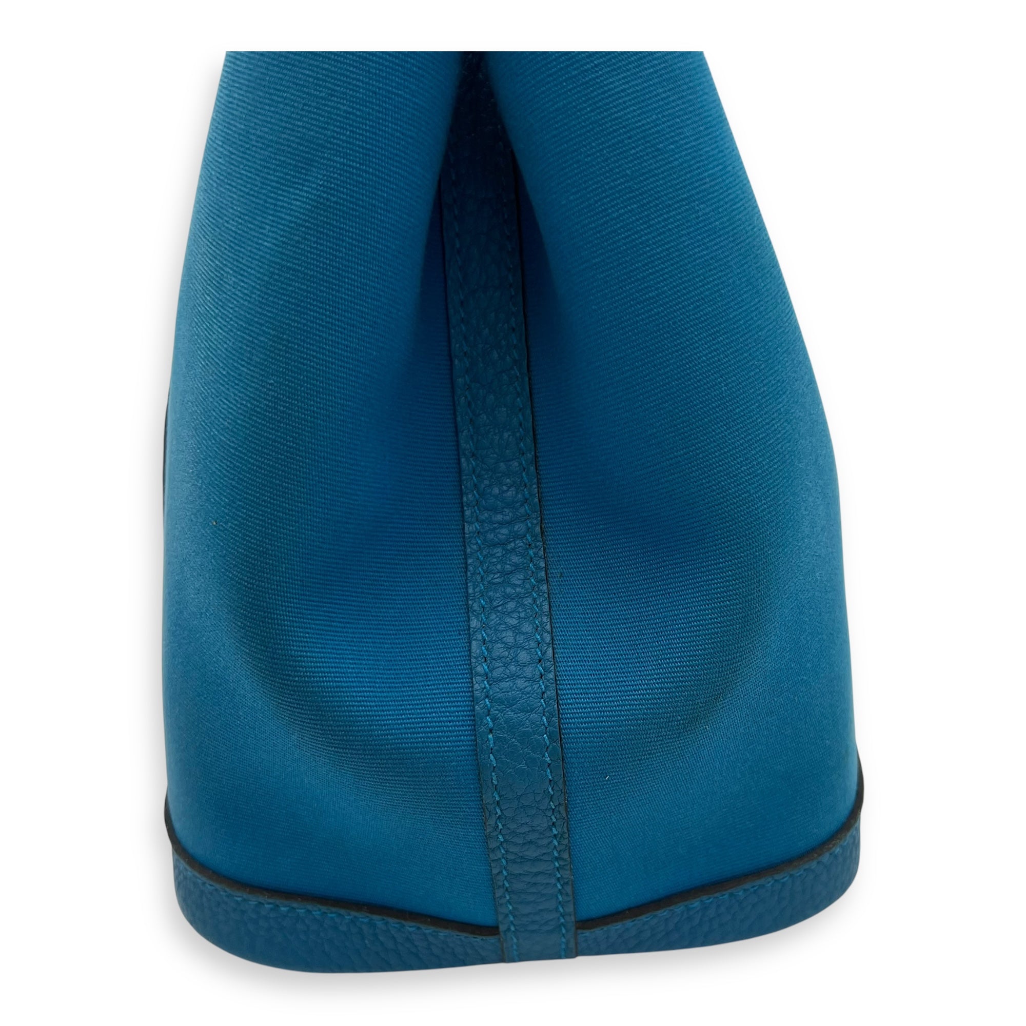 Hermès Garden Party Blue in Canvas, Silver hardware_8