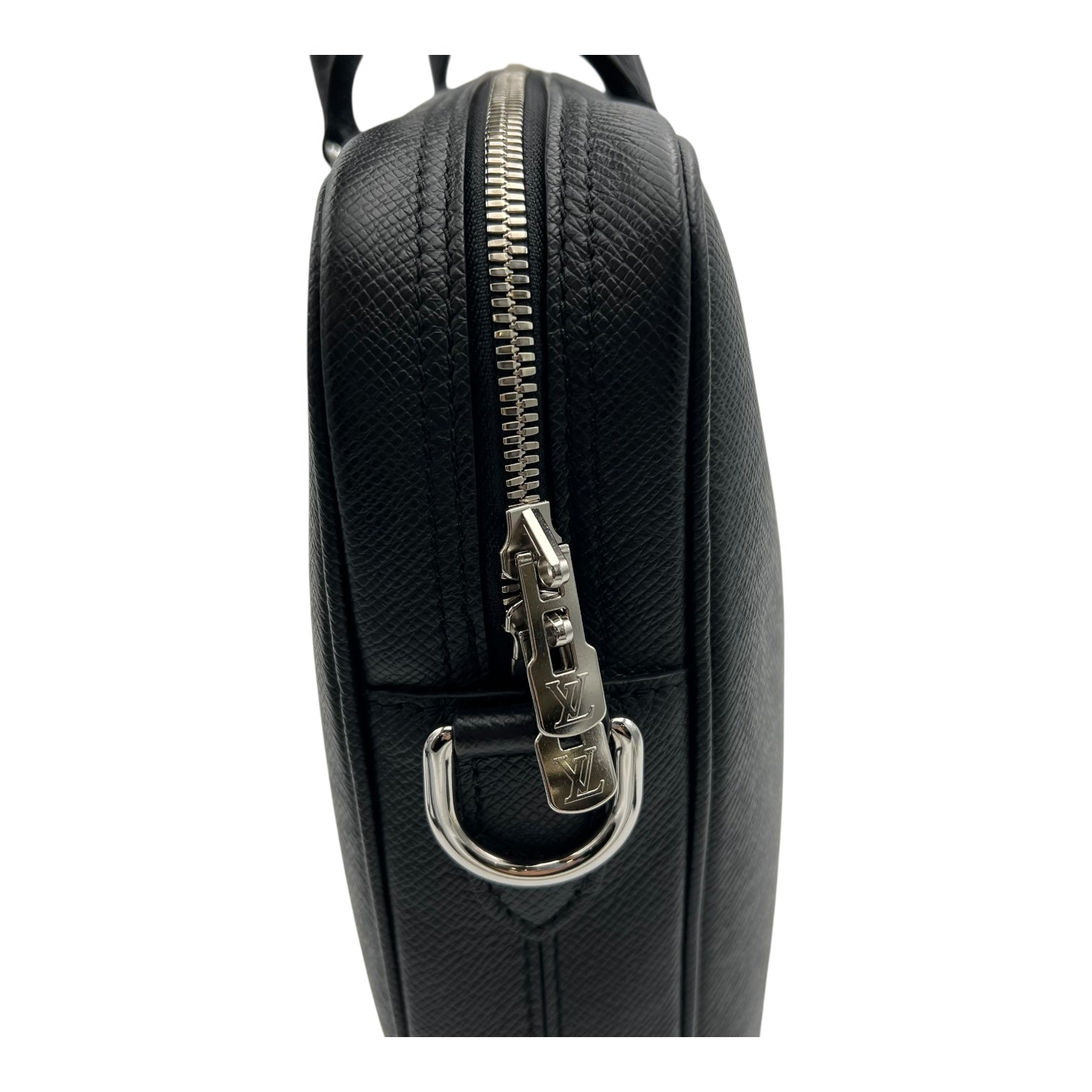 Louis Vuitton Porte Documents Voyage Messenger Black in Calfskin, Silver hardware_9
