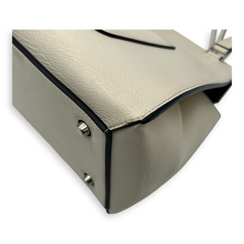 Celine Edge Top Handle Bag White in Calfskin, Silver hardware_11