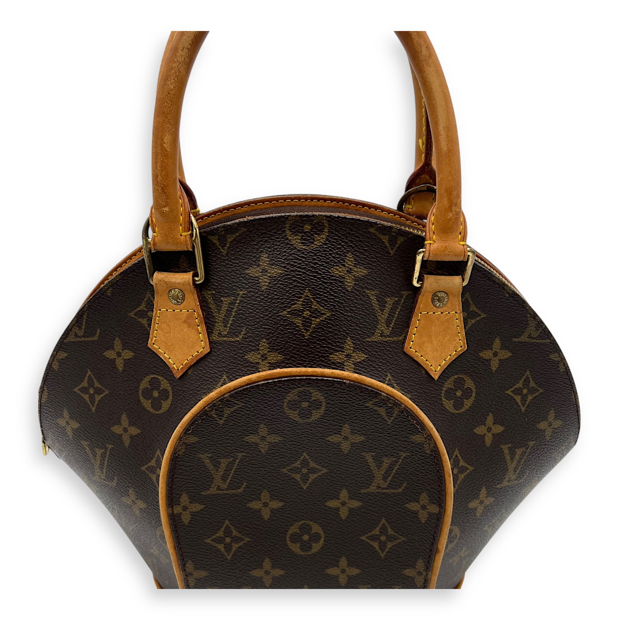 Louis Vuitton Ellipse Top Handle Bag Brown in Monogram Coated Canvas, Gold hardware_8