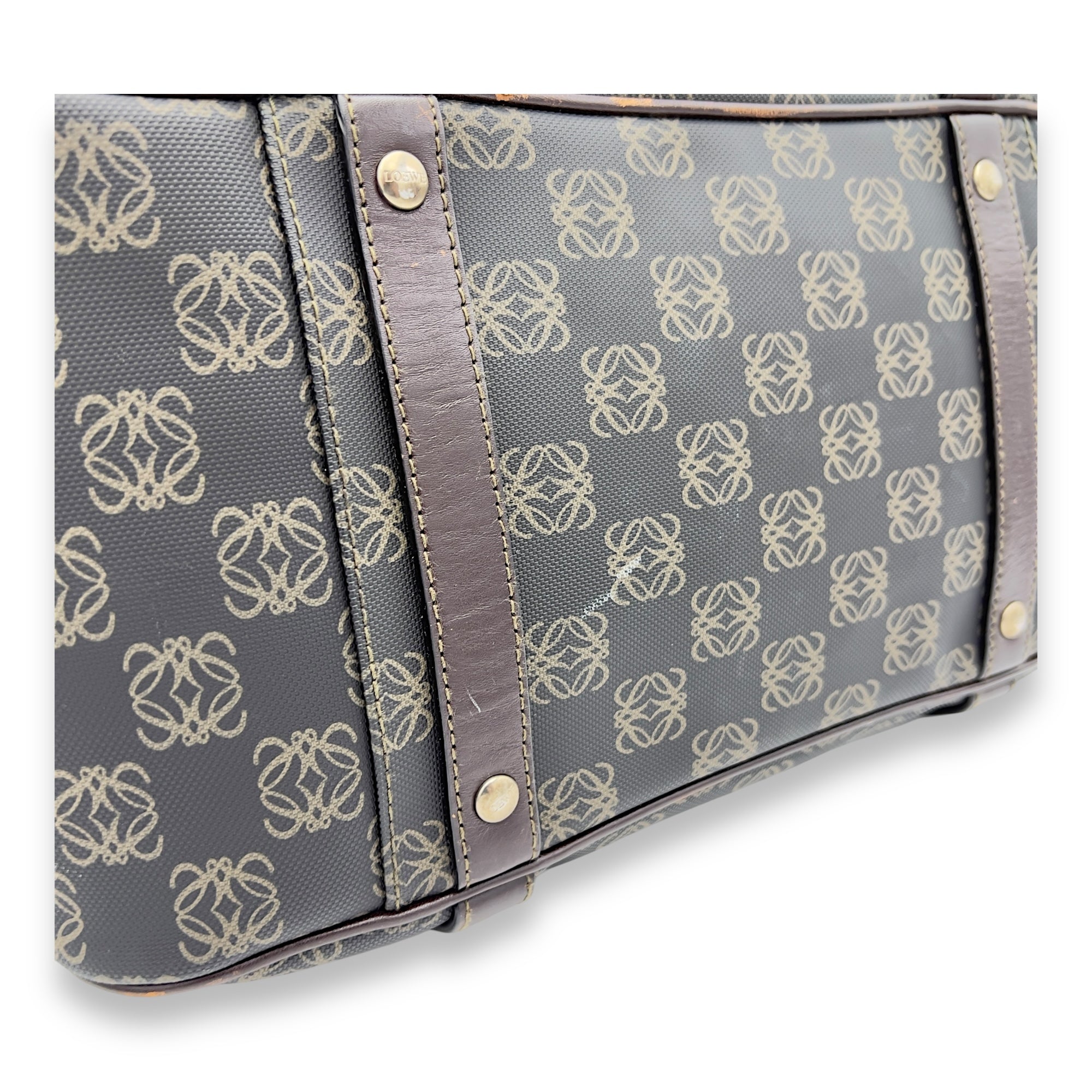 Loewe Anagram Brown Tote Bag in Coated Canvas, Gold hardware_7