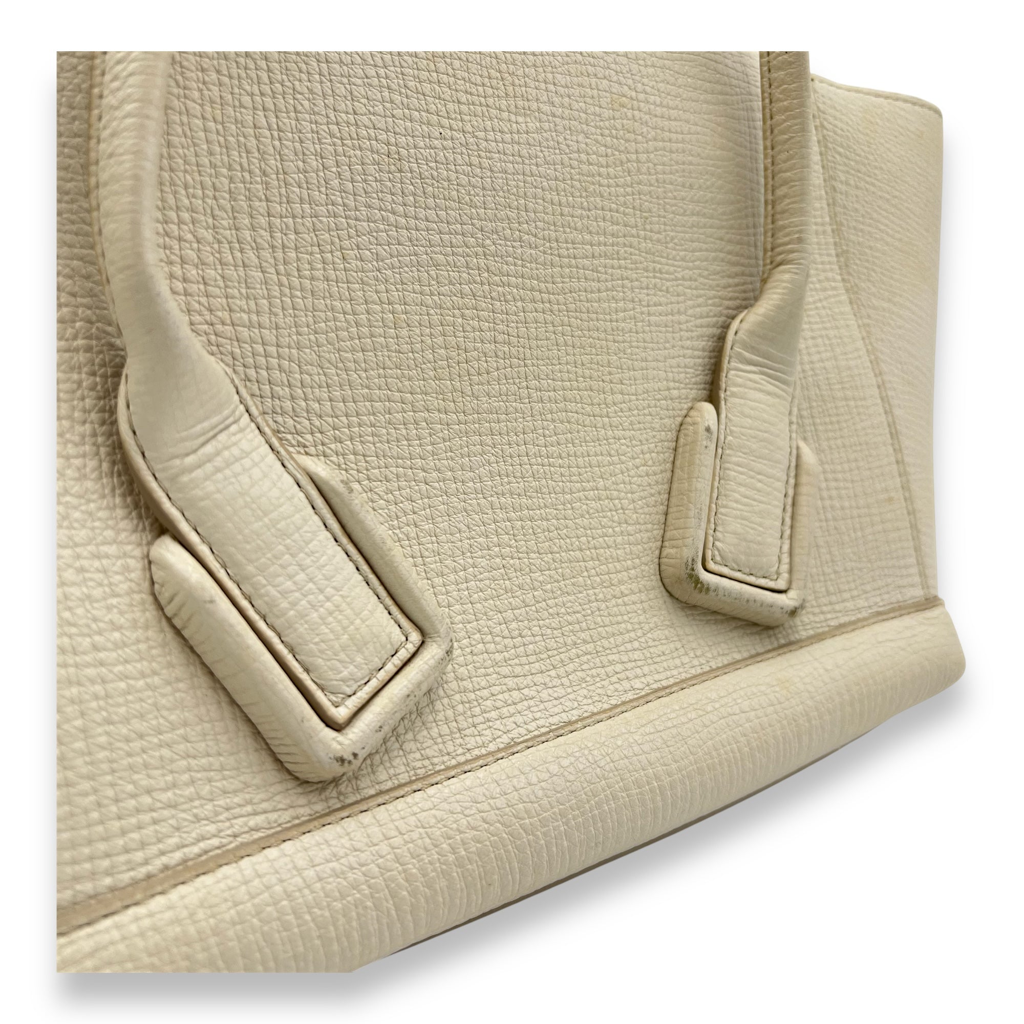 Bottega Veneta Arco White Top Handle Bag in Calfskin, Gold hardware_10